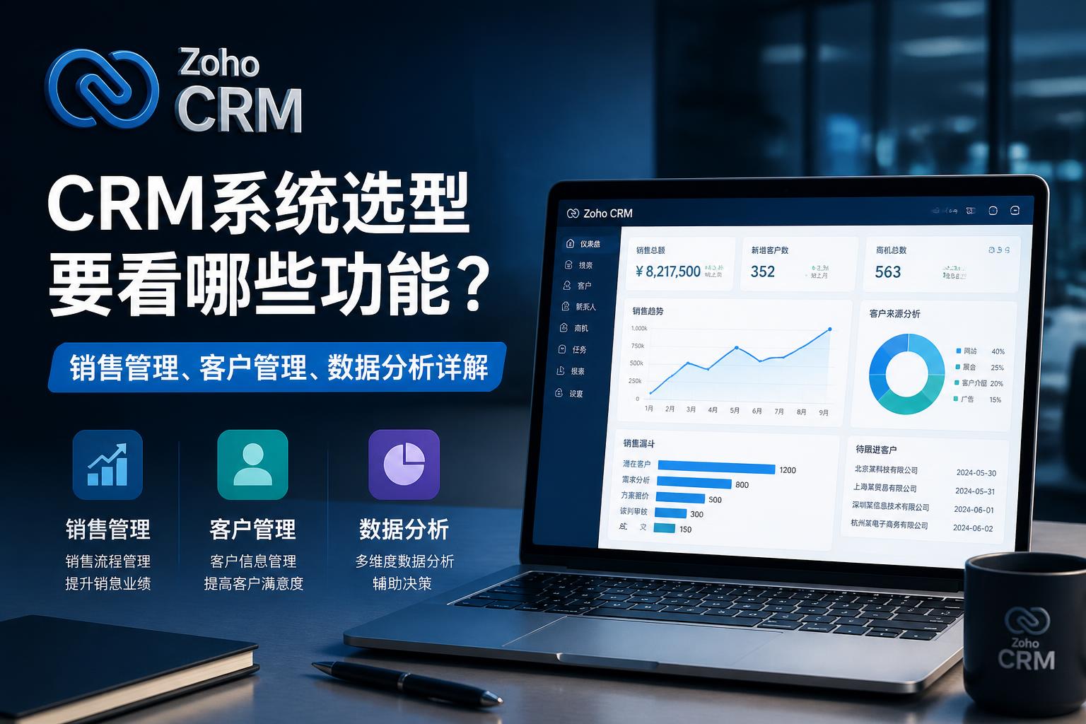CRM系统选型要看哪些功能?销售管理、客户管理、数据分析详解